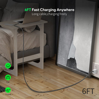 6FT 100W USB-C TO USB-C CHARGING & DATA SYNC CABLE