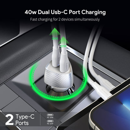 40W Dual Type-C Port FAST CAR CHARGER