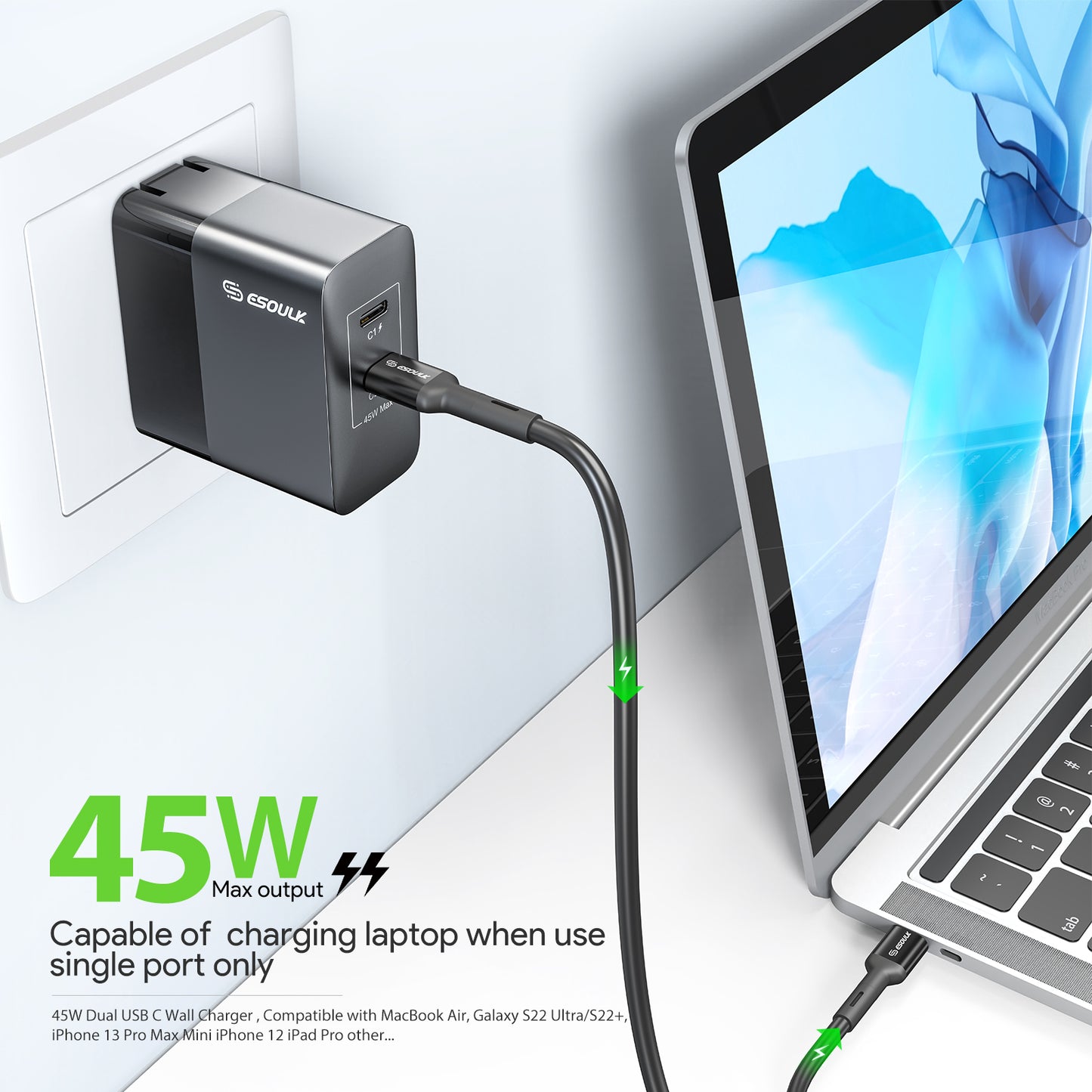 45W PD Dual Type-C Fast Wall Charger