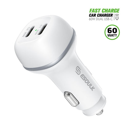 60W PD DUAL USB-C CAR Charging Plug