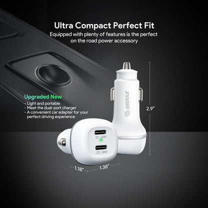 60W PD DUAL USB-C CAR Charging Plug