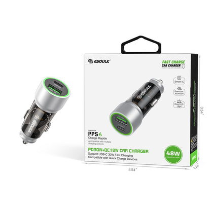 White PD30W + QC18W Car Charger