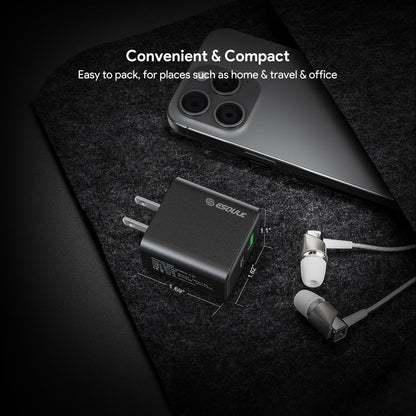 20W PD&QC WALL CHARGER - SET OF 12 PCS BLACK