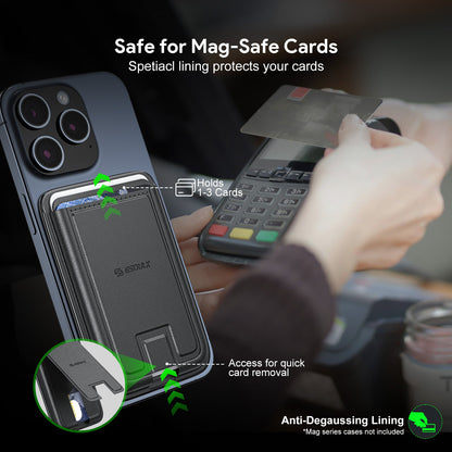 BLACK MAGNETIC WALLET WITH FOLDABLE STAND