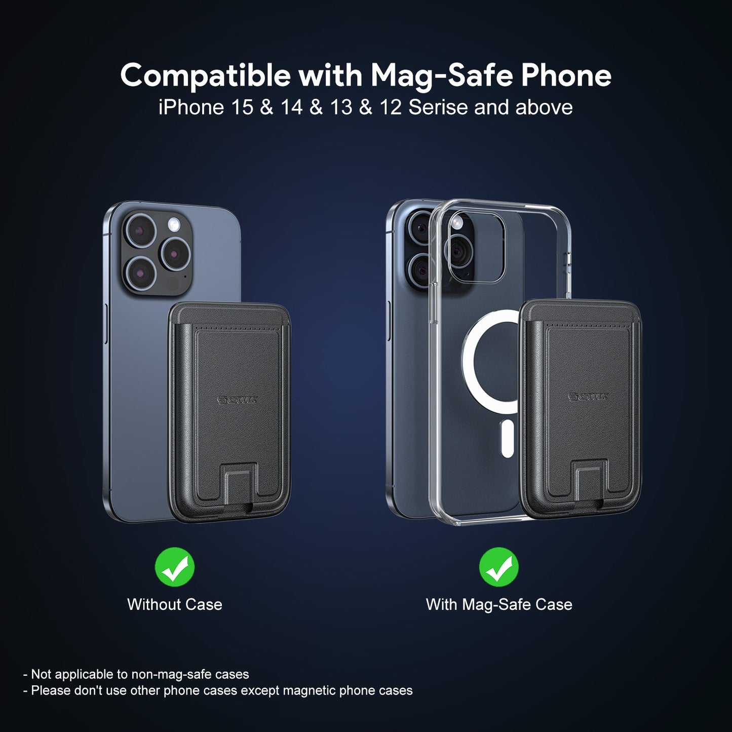 BLACK MAGNETIC WALLET WITH FOLDABLE STAND