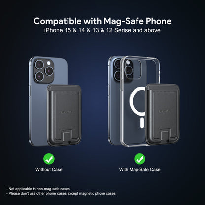 BLACK MAGNETIC WALLET WITH FOLDABLE STAND