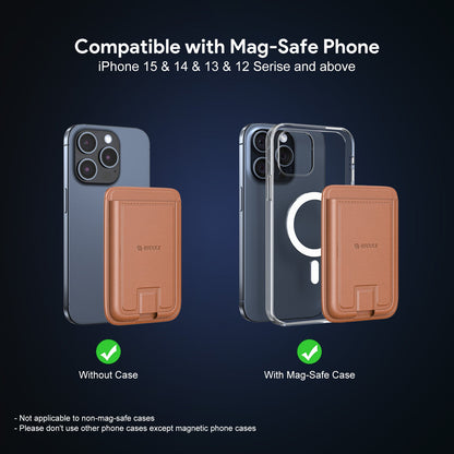 BROWN MAGNETIC WALLET WITH FOLDABLE STAND