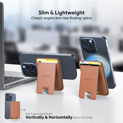 BROWN MAGNETIC WALLET WITH FOLDABLE STAND