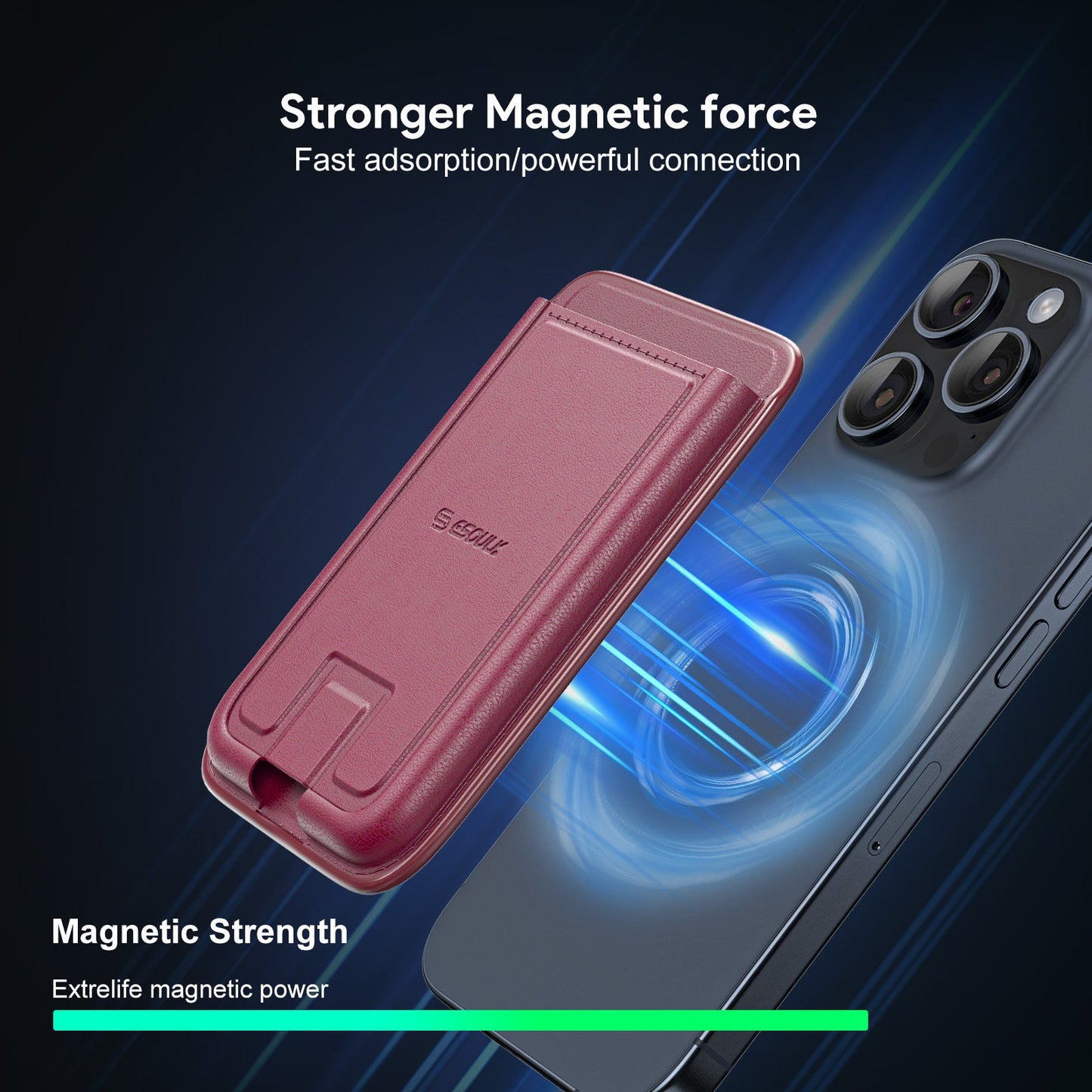 RED MAGNETIC WALLET WITH FOLDABLE STAND