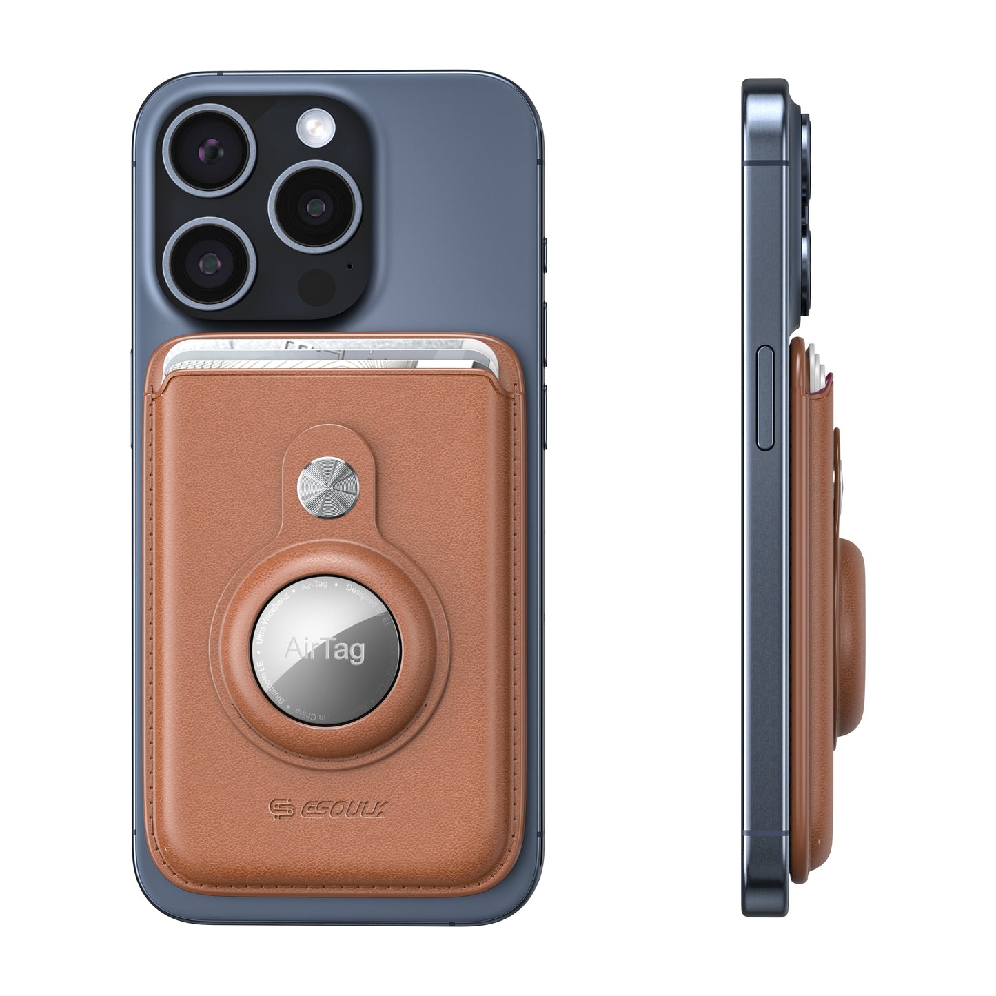 BROWN MAGNETIC WALLET WITH AIRTAG SLOT