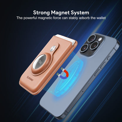 BROWN MAGNETIC WALLET WITH AIRTAG SLOT