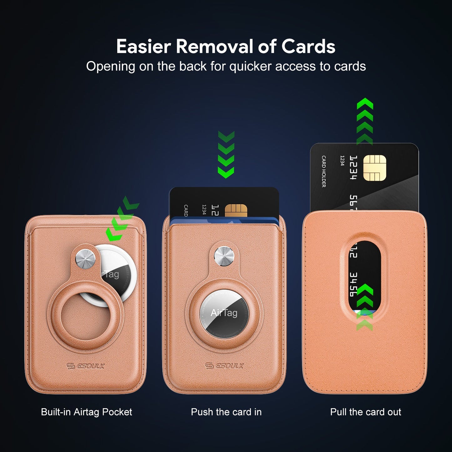 BROWN MAGNETIC WALLET WITH AIRTAG SLOT