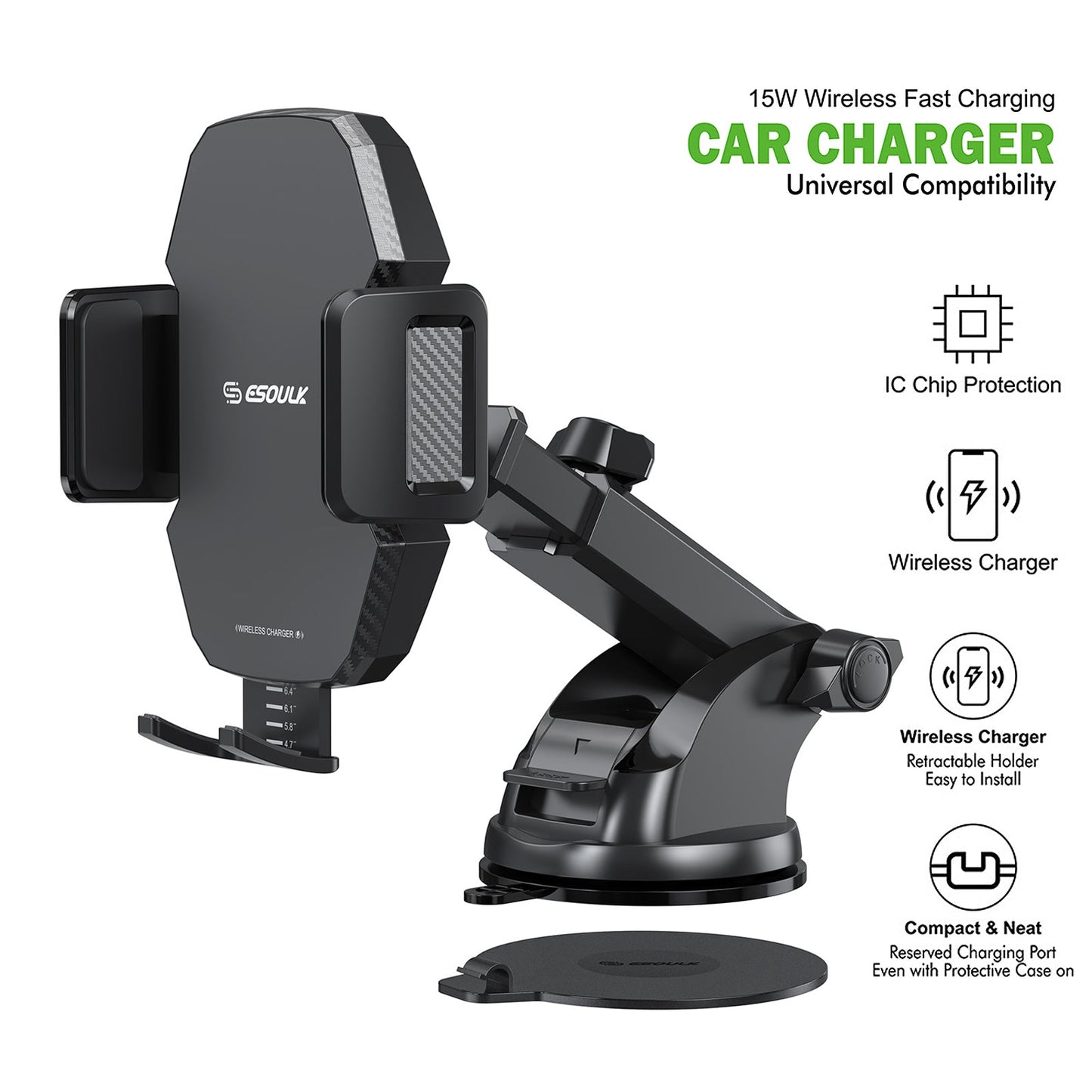 15W Wireless Fast Charging Car Charger