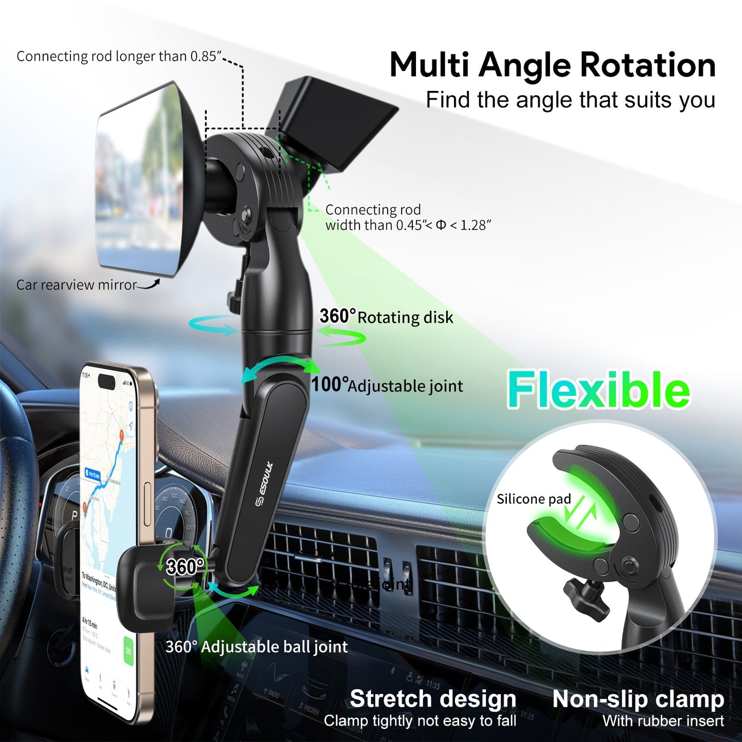 CAR REARVIEW MIRROR PHONE HOLDER