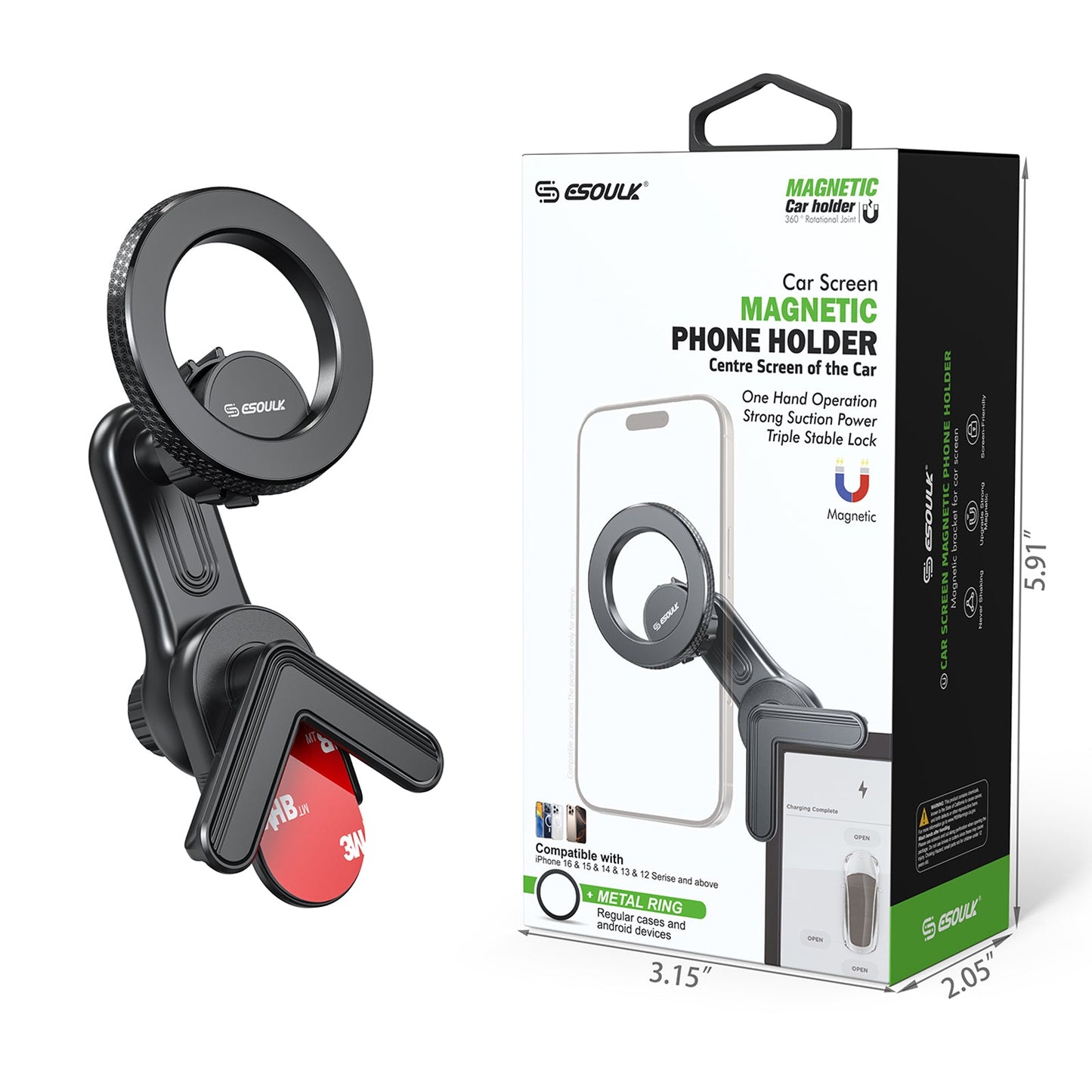 Car Screen Magnetic Phone Holder For EV's with Flat screen