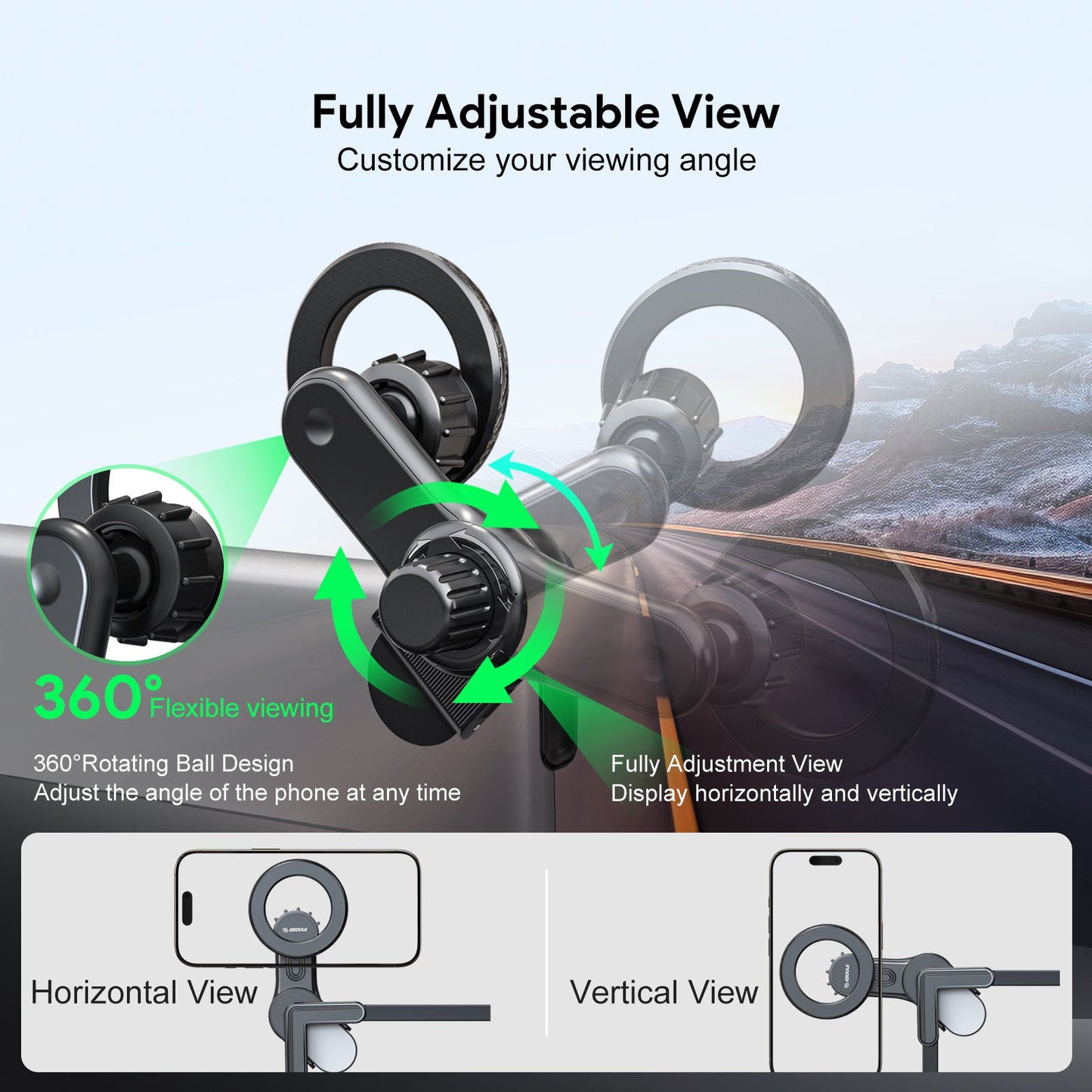 Car Screen Magnetic Phone Holder For EV's with Flat screen