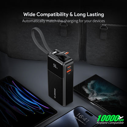 10000mah 30W Bulit-In USB-C Cable Power Bank