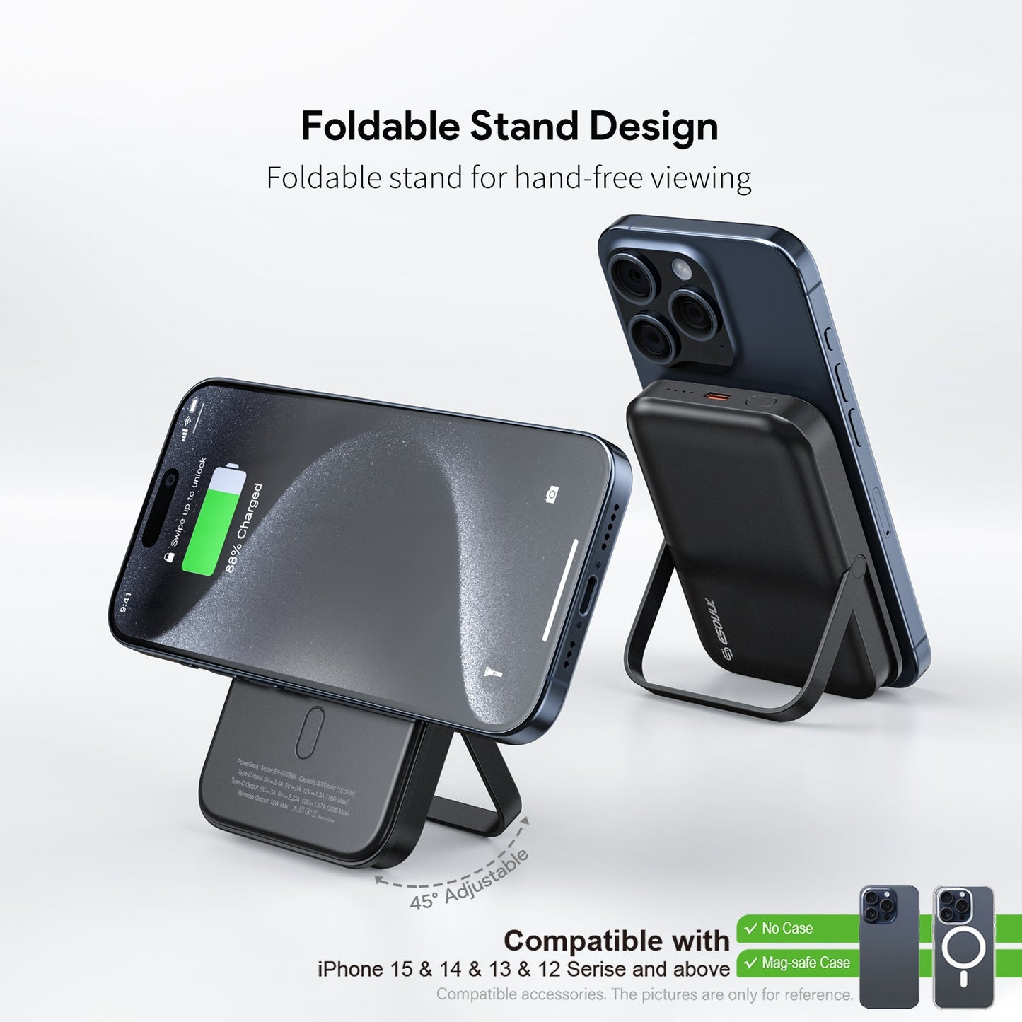 5000mAh Magnetic 15W Wireless Charge Power Bank