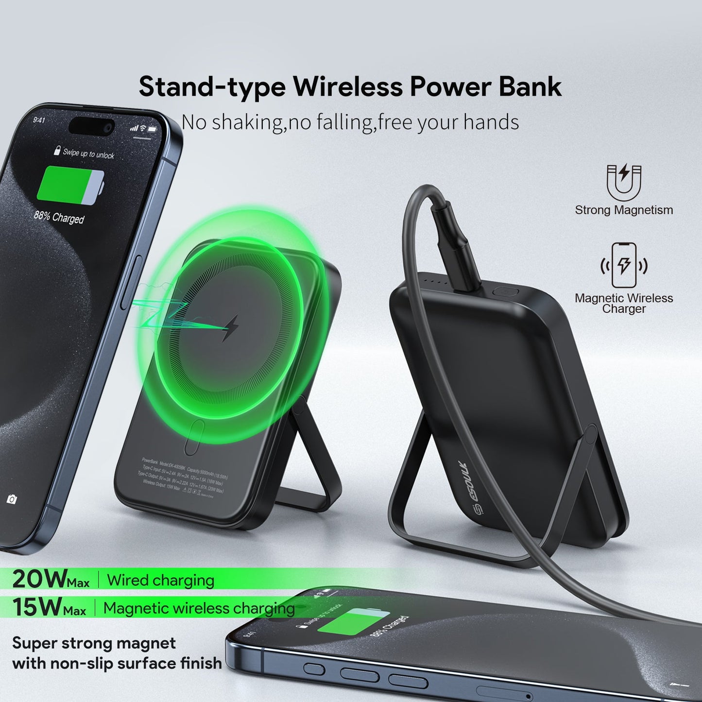 5000mAh Magnetic 15W Wireless Charge Power Bank