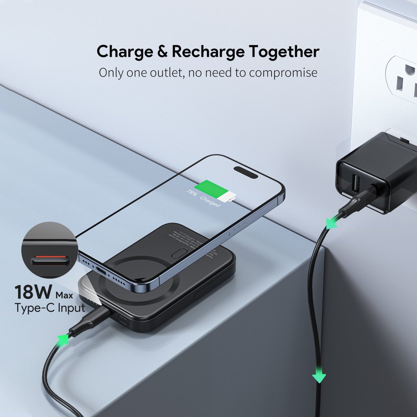 5000mAh Magnetic 15W Wireless Charge Power Bank