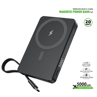5000mAh Built-In Cable Magnetic Power Bank