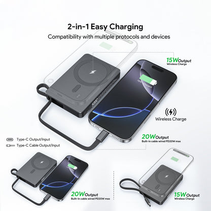 5000mAh Built-In Cable Magnetic Power Bank