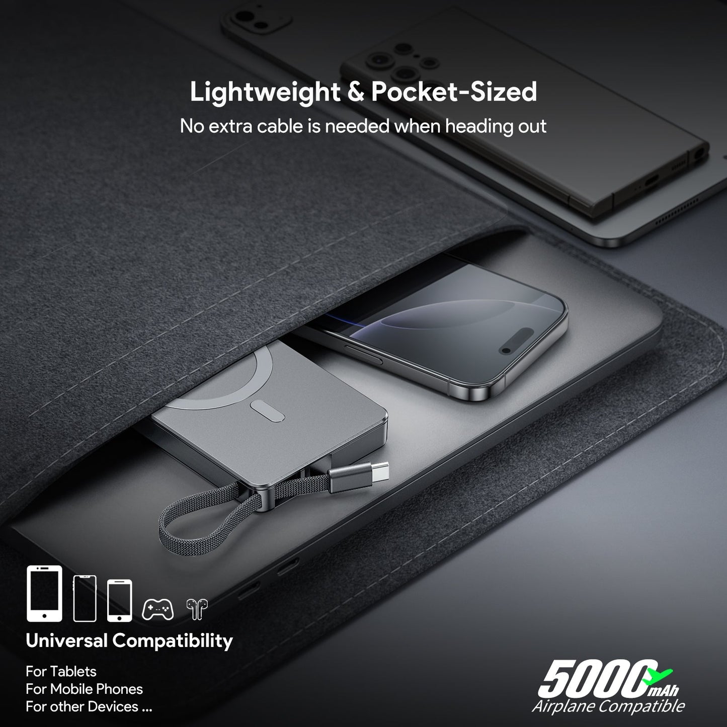 5000mAh Built-In Cable Magnetic Power Bank
