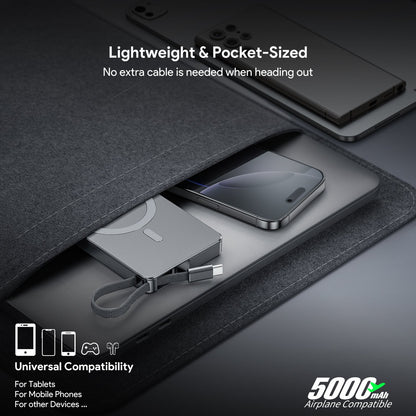 5000mAh Built-In Cable Magnetic Power Bank