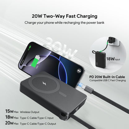 10000mAh Built-In Cable Magnetic Power Bank