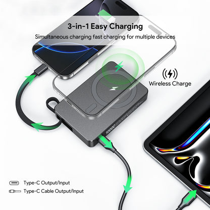 10000mAh Built-In Cable Magnetic Power Bank