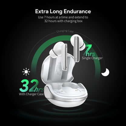 Noise Reduction Wireless Earbuds WHITE