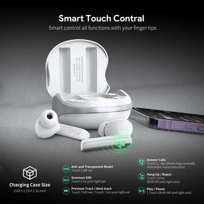 Noise Reduction Wireless Earbuds WHITE