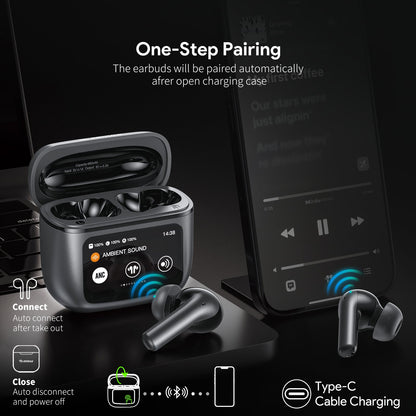 Touch Screen ANC&ENC Wireless Earbuds