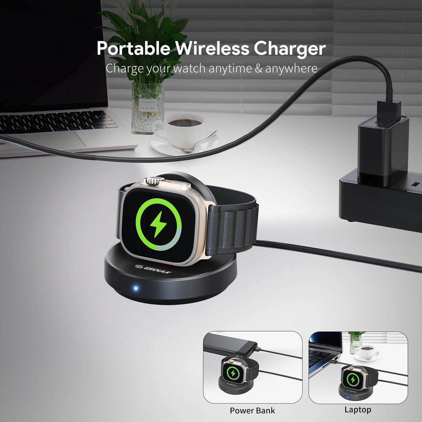 Smart Watch Magnetic Wireless Charging Stand - BLACK
