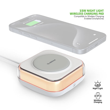 WHITE 15W NIGHT LIGHT WIRELESS CHARGING PAD