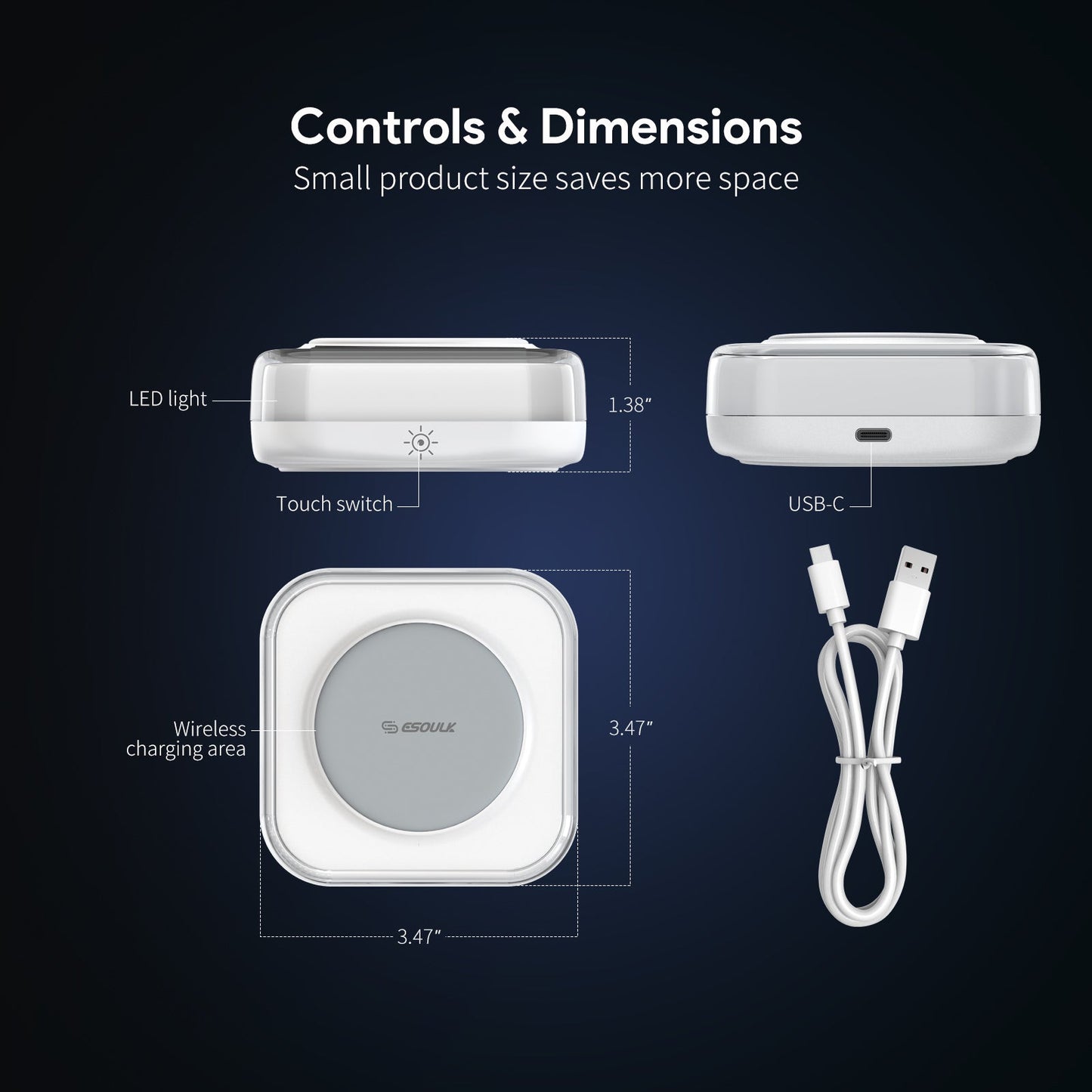 WHITE 15W NIGHT LIGHT WIRELESS CHARGING PAD