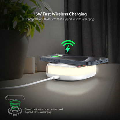 WHITE 15W NIGHT LIGHT WIRELESS CHARGING PAD