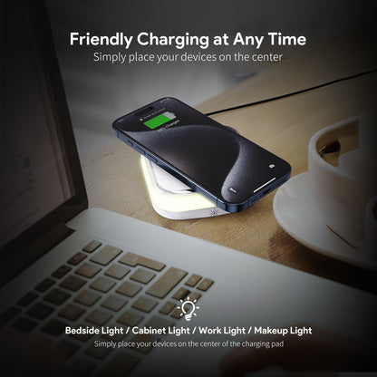 WHITE 15W NIGHT LIGHT WIRELESS CHARGING PAD