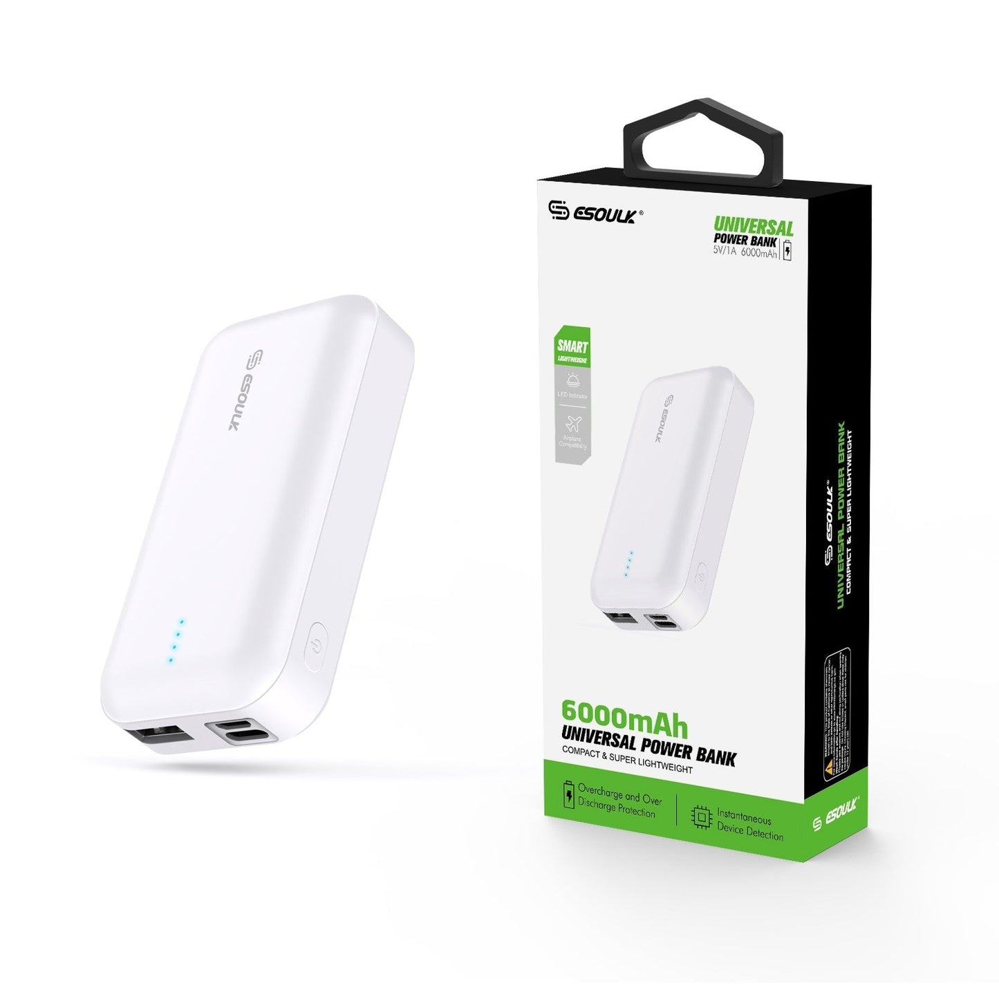 White 6000 MAh UNIVERSAL POWER BANK
