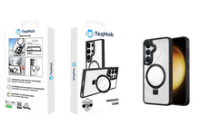 Clear Black Frame Kickstand with Magnetic Compatibility for Samsung Galaxy S24 with package