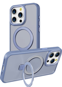 Blue Frosted Kickstand with Magnetic Compatibility for iPhone 15 Pro Max with package