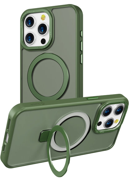 Green Frosted Kickstand with Magnetic Compatibility for iPhone 15 Pro Max with package
