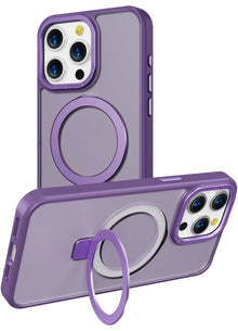 Purple Frosted Kickstand with Magnetic Compatibility in Package for iPhone 16 Pro Max