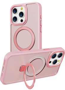 Pink Frosted Kickstand with Magnetic Compatibility in Package for iPhone 16 Pro Max