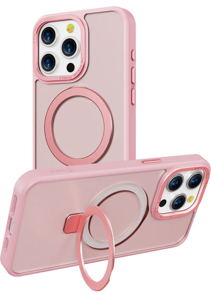 Pink Frosted Kickstand with Magnetic Compatibility for iPhone 15 Pro with package
