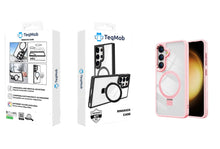 Clear Pink Frame Kickstand with Magnetic Compatibility for Samsung Galaxy S24 Plus with package