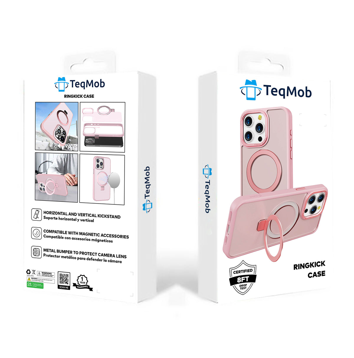 Pink Frosted Kickstand with Magnetic Compatibility for iPhone 15 Pro with package