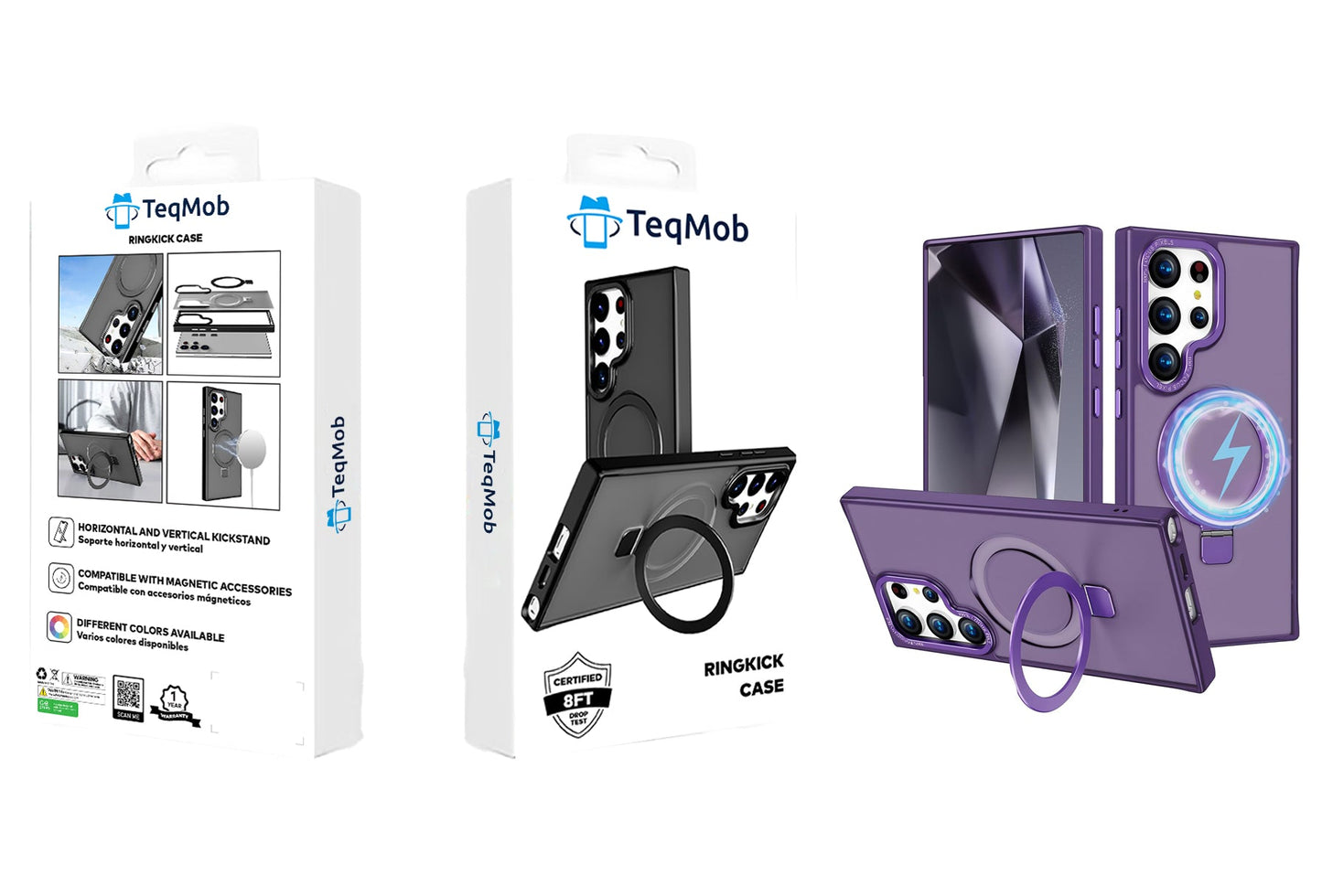 Purple Frosted Kickstand with Magnetic Compatibility with Package for Samsung Galaxy S24 Plus