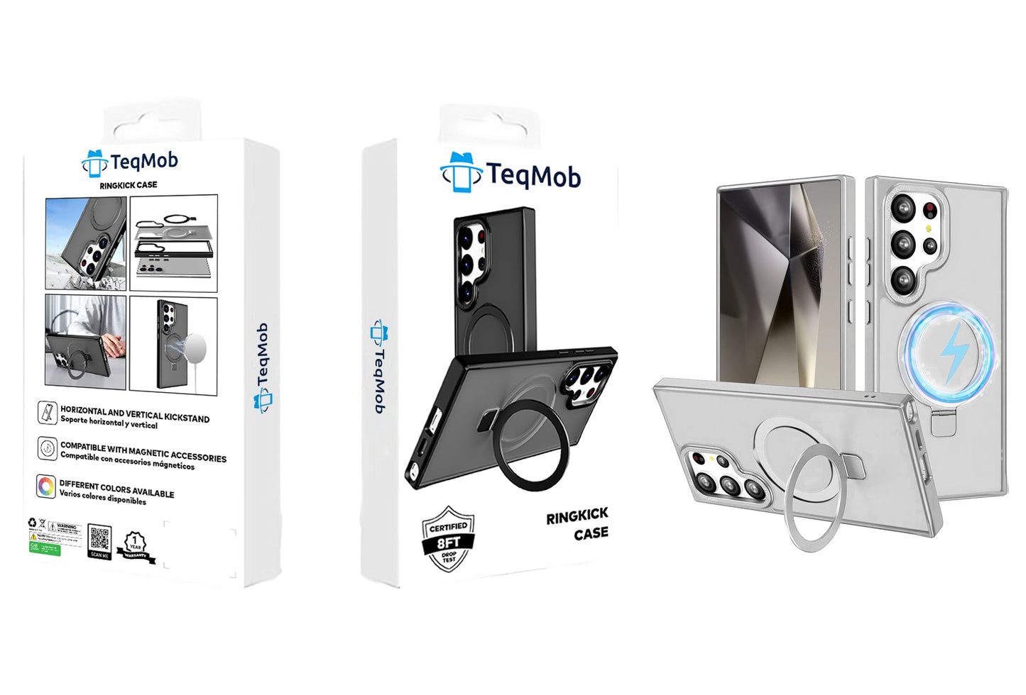 White Frosted Kickstand with Magnetic Compatibility with Package for Samsung Galaxy S25 Plus