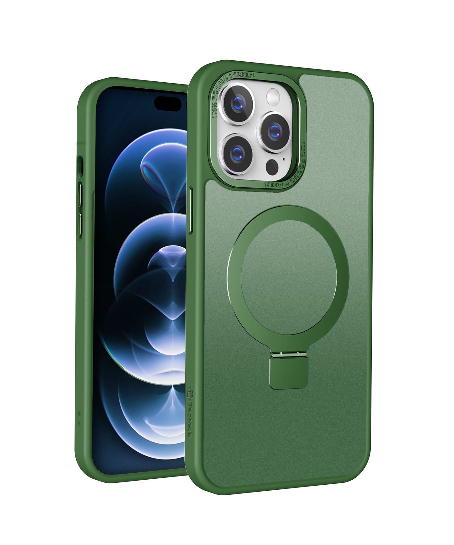 Green Frosted Kickstand with Magnetic Compatibility for iPhone 16 Plus